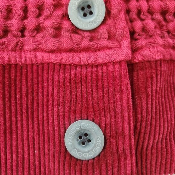 Mododoc Red Waffle Knit Cropped Boxy 100% Cotton Jacket Size Small - Picture 3 of 12